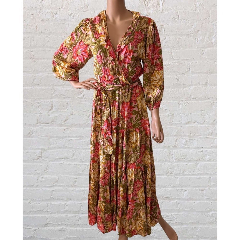 Petal & Pup Marielle Dress Womens XS Maxi Floral Flowy Bishop Sleeves Bohemian